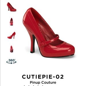 Red patent leather Mary Jane heels: Pin up Couture